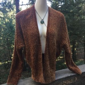 Love Tree dolman sleeve rust chenille cardigan